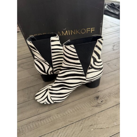Rebecca Minkoff Izette Too Zebra Calf Hair Ankle Boots Booties Size 6 - Picture 7 of 9
